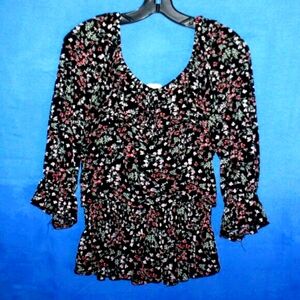 Ember Floral Smocked Peplum Blouse L